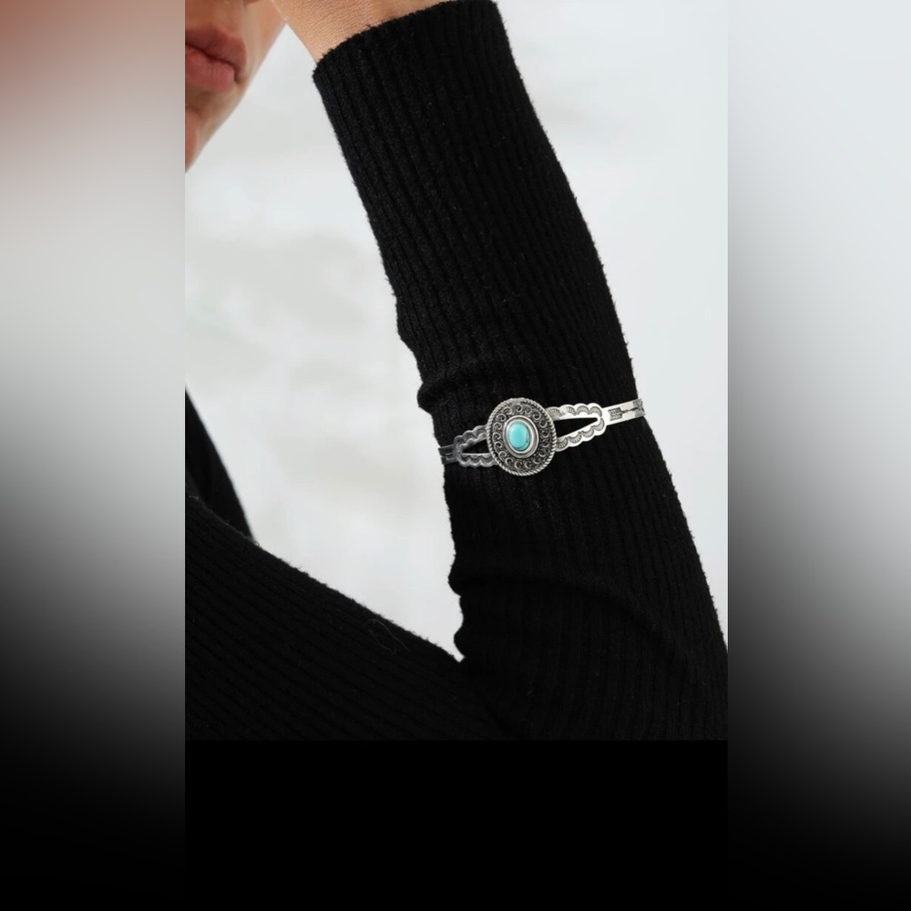Turquoise Decor Cuff Bangle - Picture 5 of 5